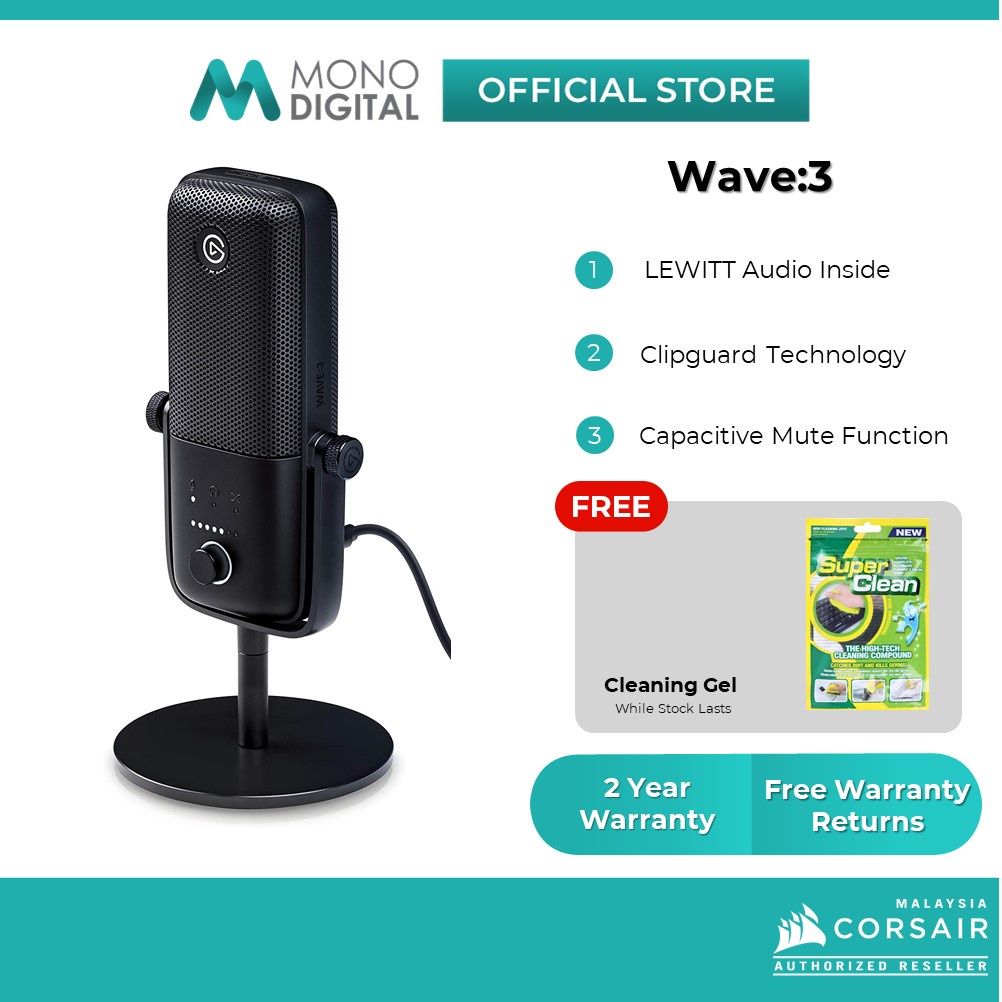 CORSAIR Elgato Wave 3/ Wave 1/ Shock Mount/ Pop Filter Premium Microphone and Digital Mixing Solution for Live Streaming