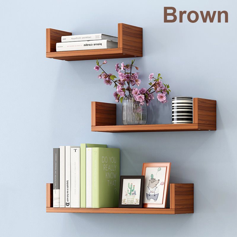 Floating Shelf Display Wall Shelves Rack U Shape Rak Dinding Kayu