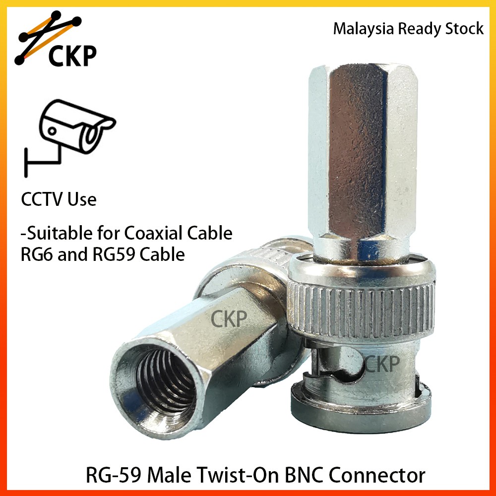 100 Connettori BNC A Twist-On Per Cavo Coassiale CCTV RG59 - Installazione Semplice, Senza Saldature