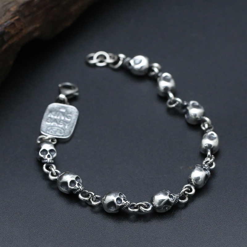 womens silver skull bracelet