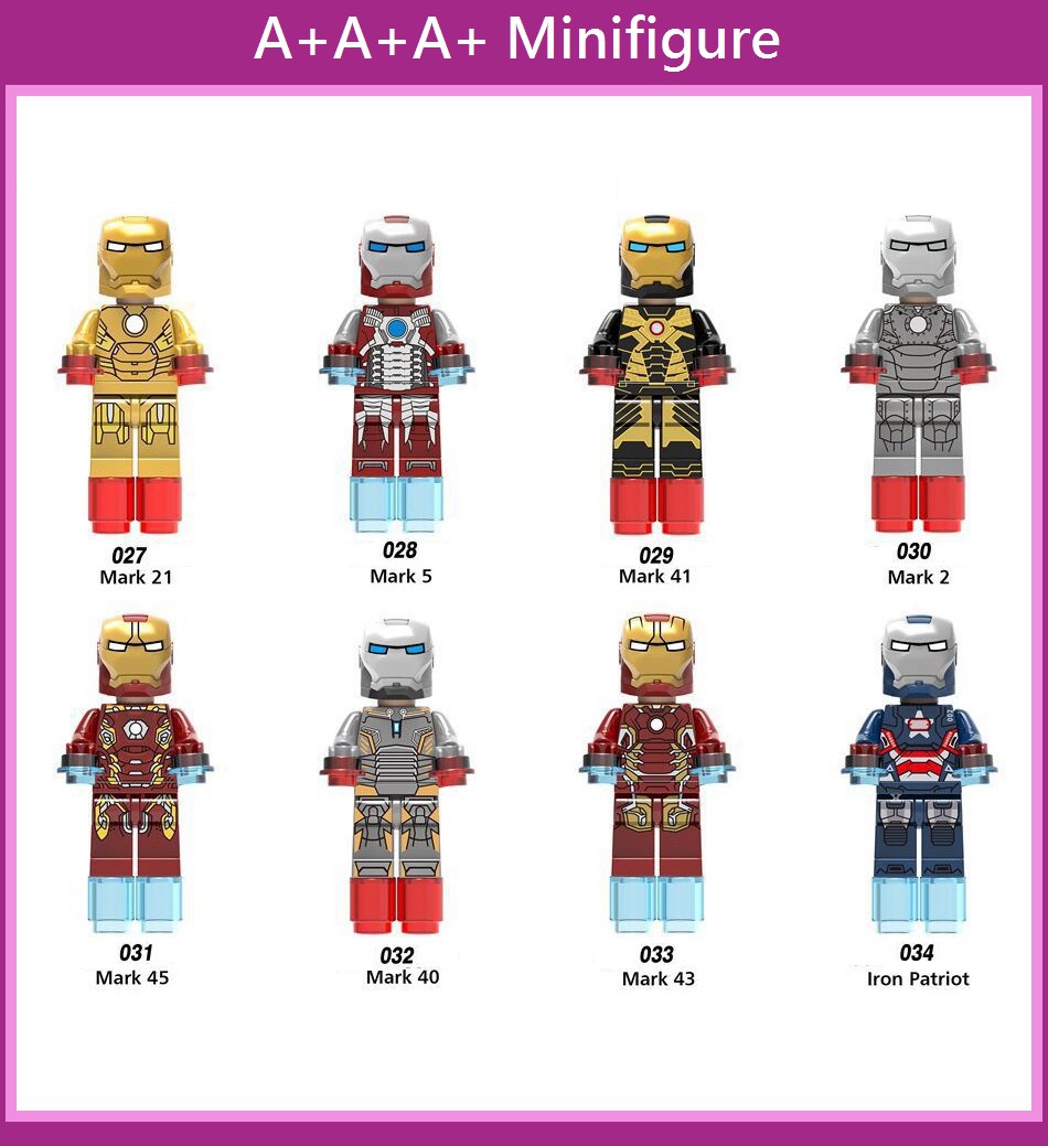 Lego Minifigures Xh027 Xh034 Superhero Iron Man Mark Building Blocks Toys Shopee Malaysia