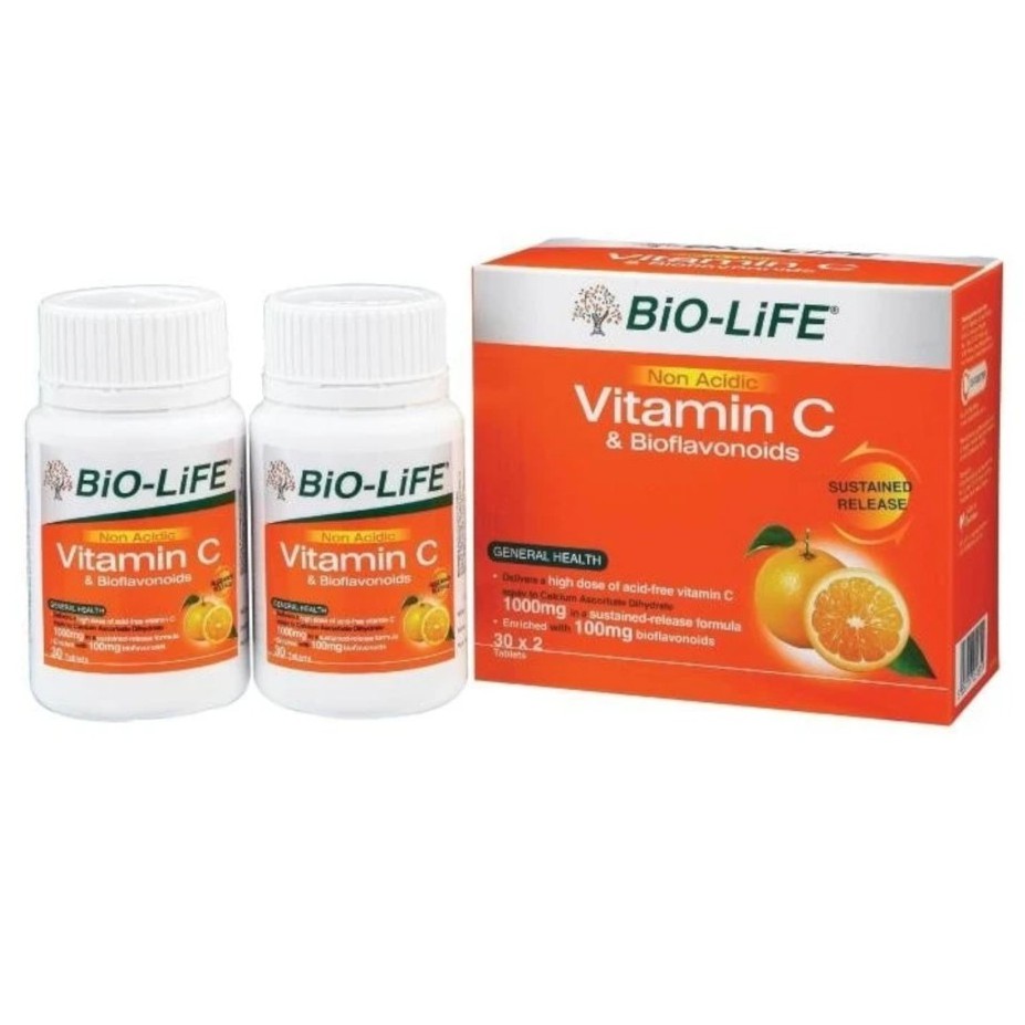 BIOLIFE Non Acid Vitamin C & Bioflavonoids 1000mg (30's x 2) (EXP