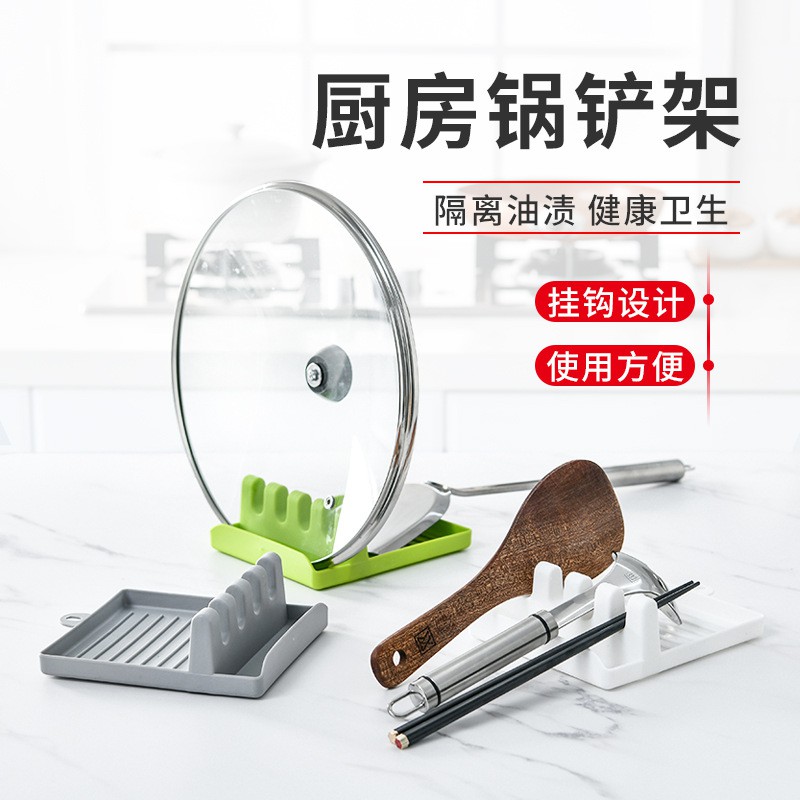 灰色 锅铲架silicone Heat Resistant Spatula Spoon Rest Base Cooking Utensil Chopsticks Shovel Pad Mat Tableware Insulation Shelving Tray Non Slip Pot Lid Holder Shelf Storage Rack Tempat Letak Sudu Senduk