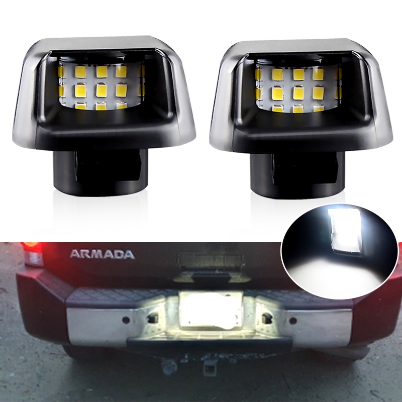 2Pcs LED Car Number License Plate Lights White for Nissan Navara D40