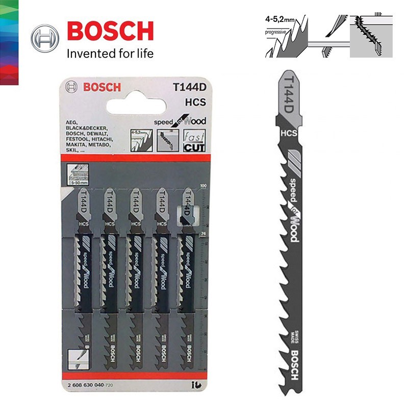 Bosch T144d Jigsaw Blades Speed For Wood Cutting 5 Pcs