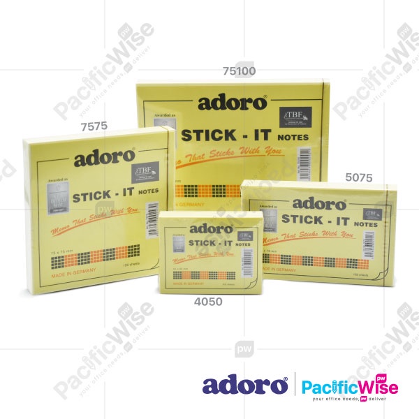Sticky Note - Adoro/Removable Stick-it Note/Nota Melekit/Yellow Colour (4 Sizes)
