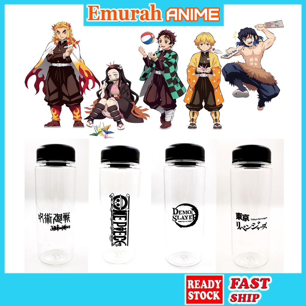 Anime Water Bottle 500ml Botol Air Demon Slayer Naruto One Piece Attack