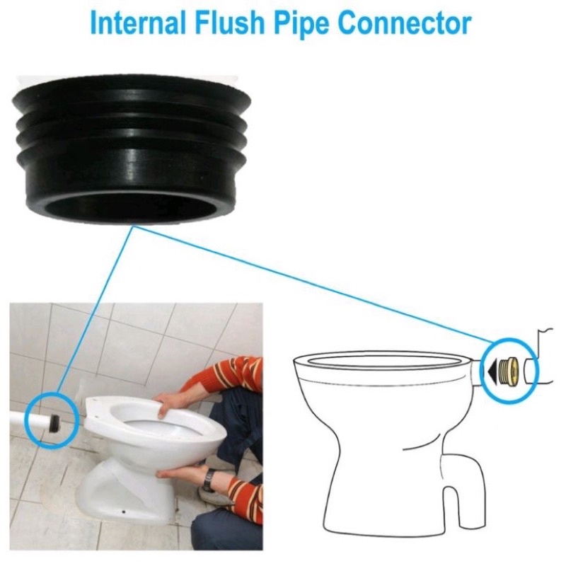 Toilet WC Black Rubber Cone For Lower Level Cistern Pipe Rubber Spud