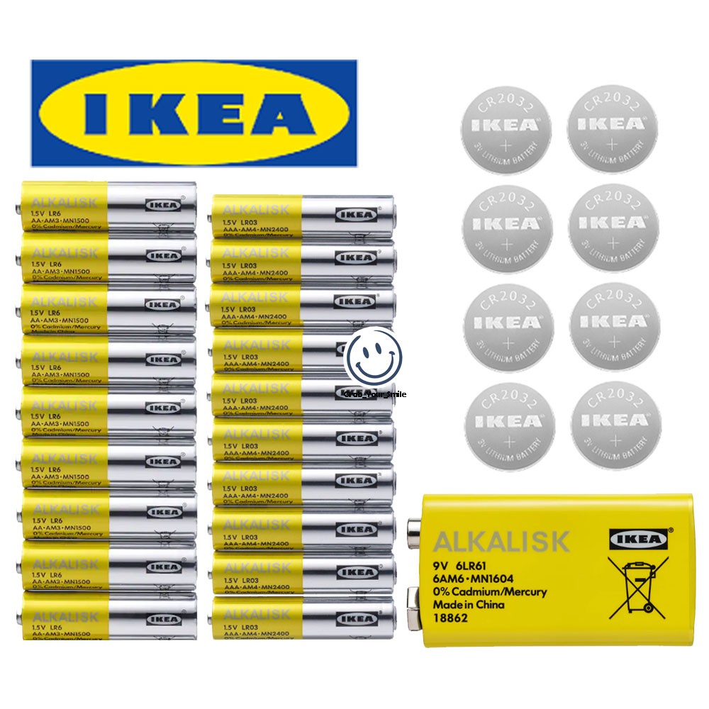 IKEA ALKALISK BATTERY ALKALINE AA , AAA 1.5V , CR2032 3V , 6LR61 9V