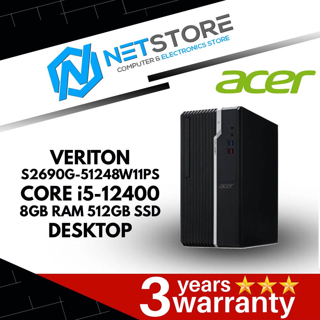 ACER VERITON S2690G-51248W11PS CORE i5-12400 8GB RAM 512GB SSD | Shopee ...