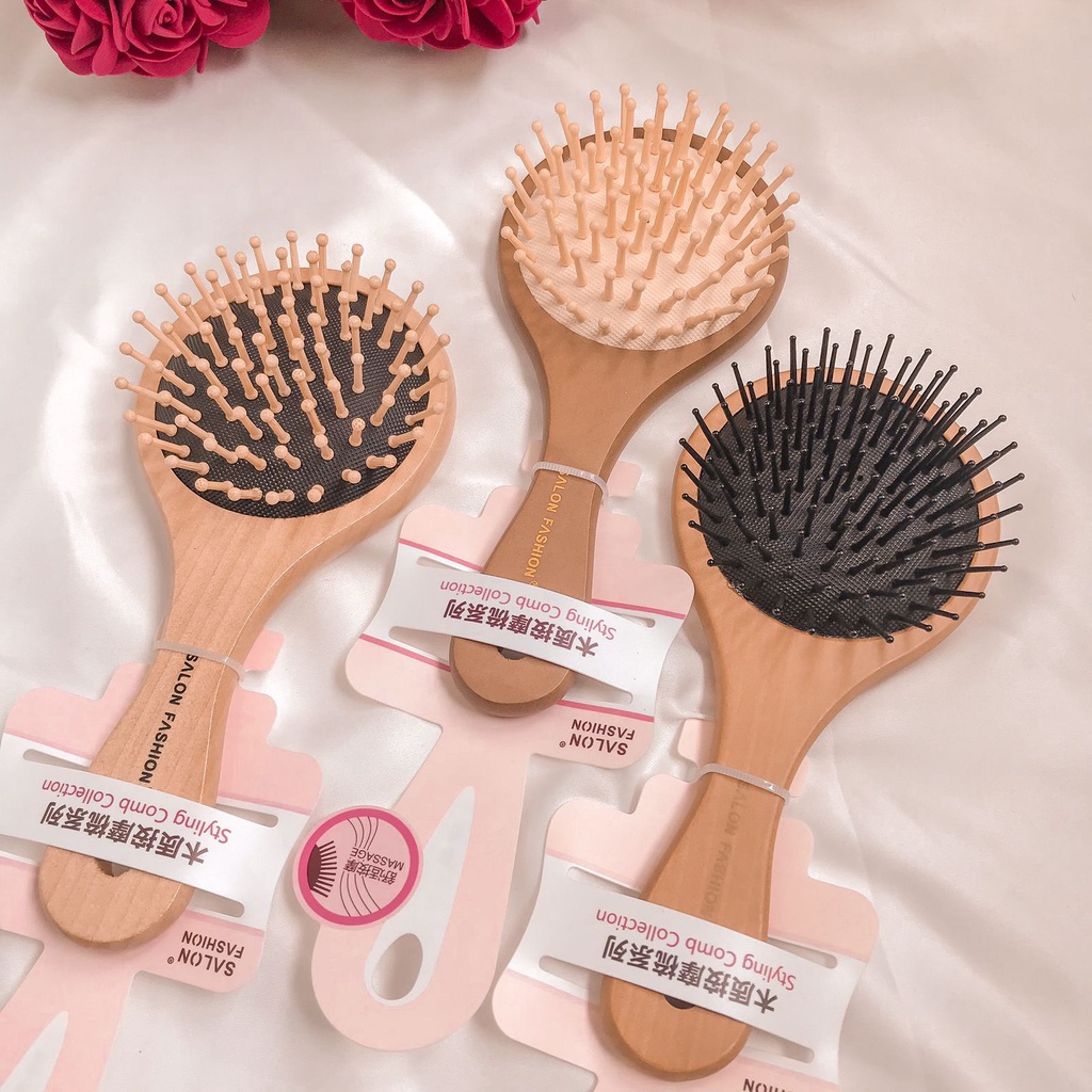 KAYU Premium Round Wood Comb / Korean Wood Comb / Salon Comb | Shopee ...