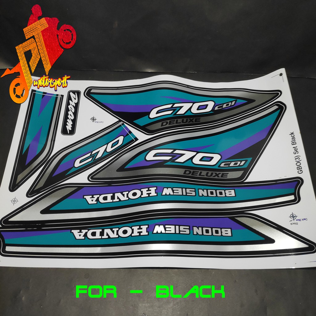 Honda C70 GBO Body Sticker-Black Blue Red Dulexe -Stripe | Shopee Malaysia