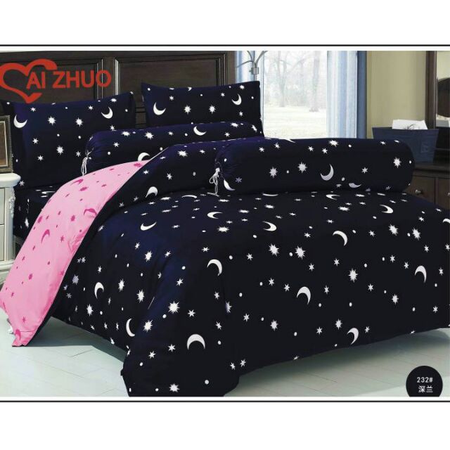 Moon Star Comforter Set 6 In 1 Shopee Malaysia