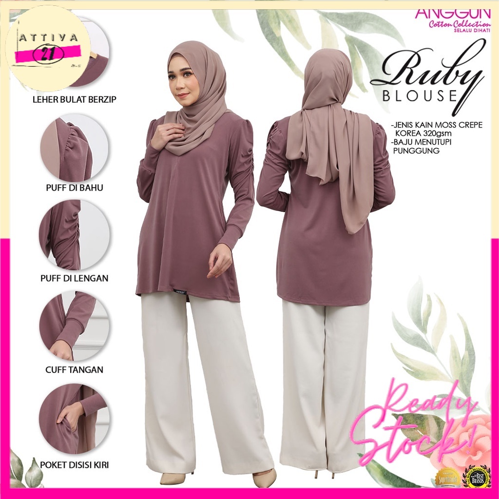 Buy Ready Stock Attiva21 Blouse Ruby By Anggun Cotton Collection Blouse Muslimah Blouse Baju Perempuan Seetracker Malaysia