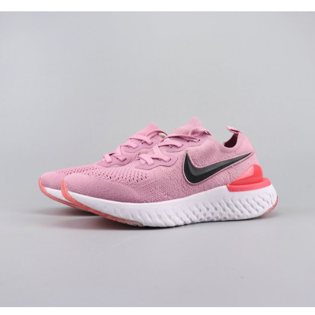 nike running epic react in grey and pink