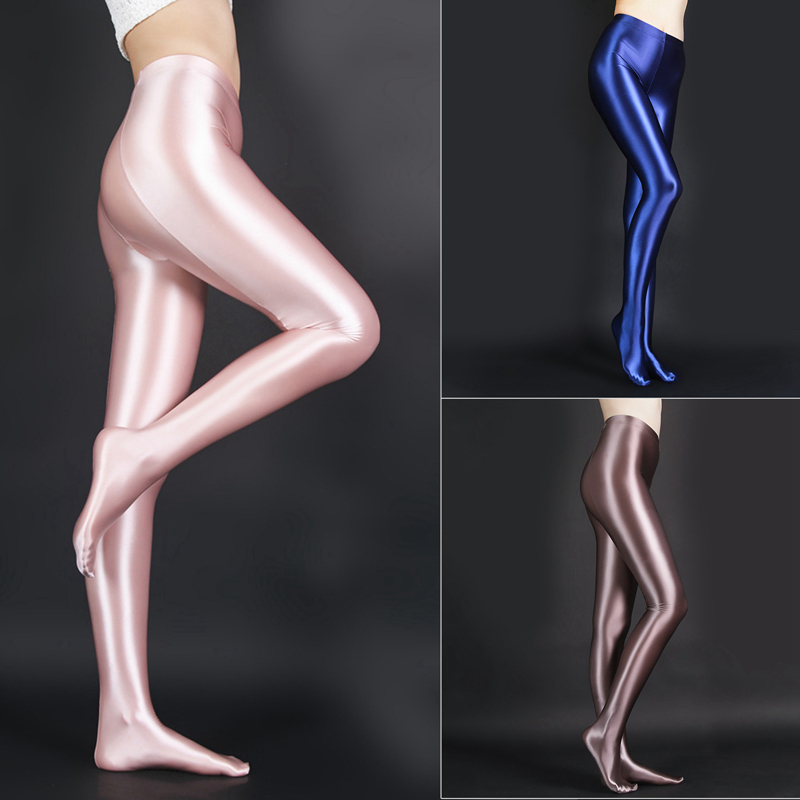 LEOHEX Satin Glossy Opaque Pantyhose Sexy Stockings Shiny Yoga Leggings  Sport Women Fitness Japanese High Waist Thights