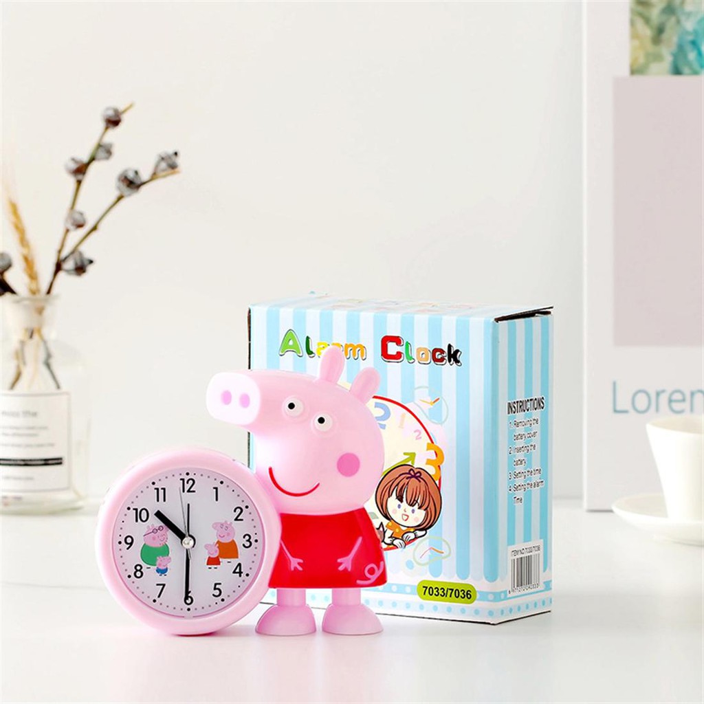 Cartoon Pig Alarm Clock Plastic Clock Peppa Pig Home Decor Cute