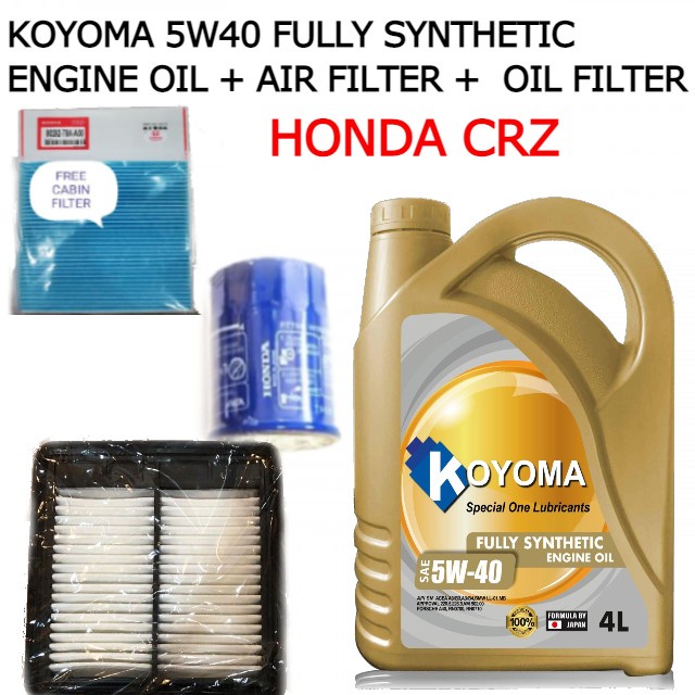 HONDA CRZ AIR FILTER + OIL FILTER + KOYOMA 5W40 FULLY SYNTHETIC ENGINE