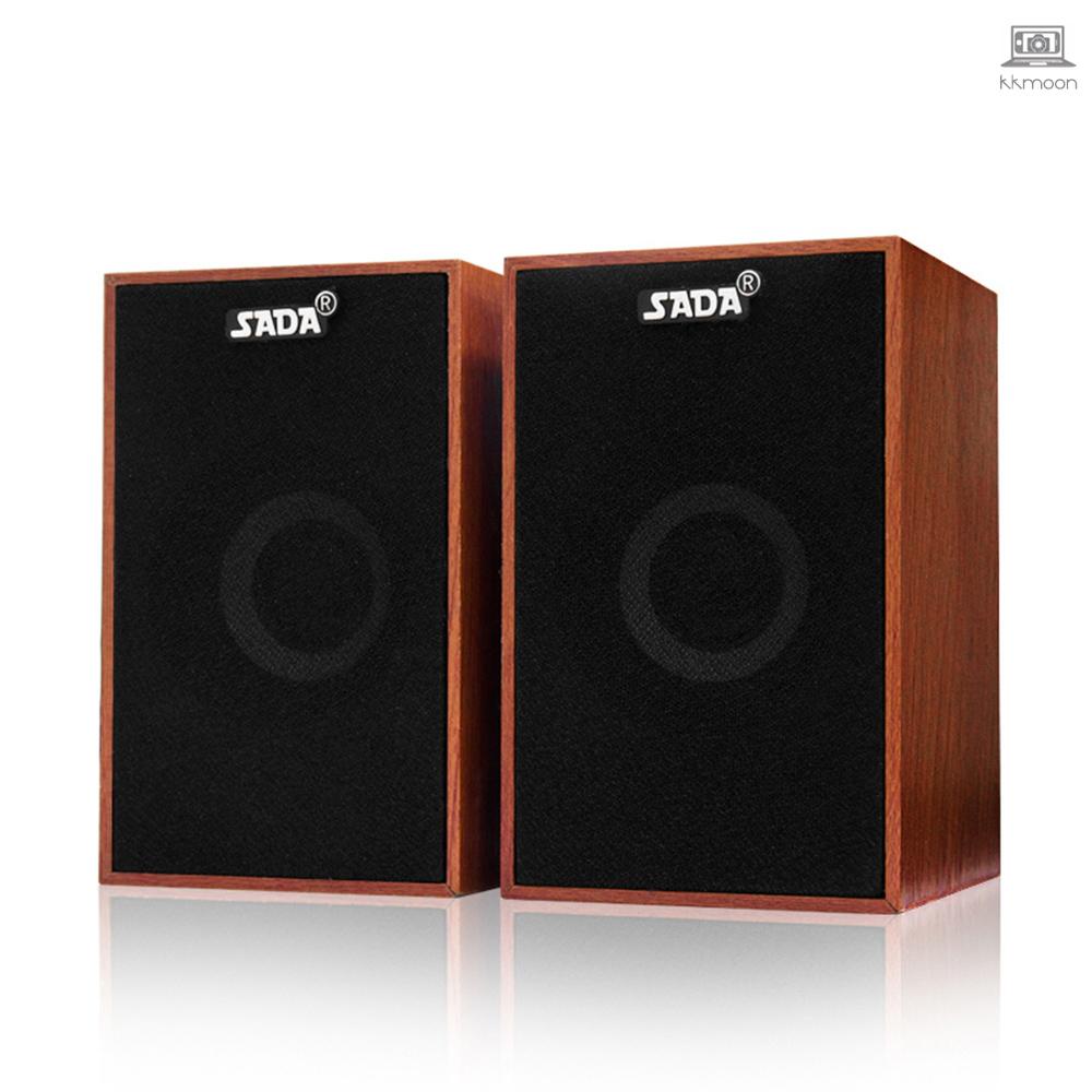 SADA V-160 USB Wired Wooden Combination Speakers Computer Speakers Bass Stereo Music Player Subwoofer Sound Box for Desktop Laptop Notebook Tablet PC Smart Phone