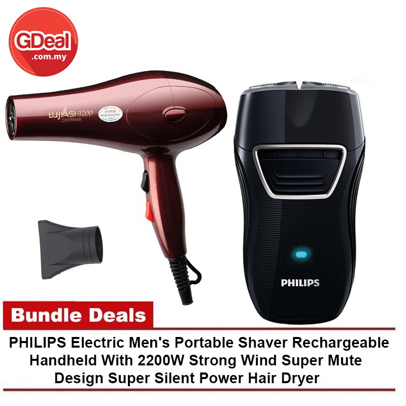 Philips Shaver Rechargeable Handheld With Silent Power Hair Dryer