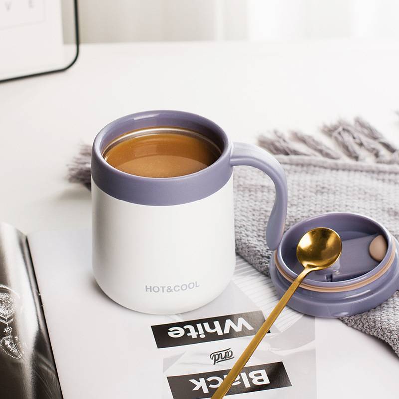 304 Stainless Steel Coffee Thermos Cup Office Tea Mug with Handle Cover Leakproof Heat Preservation Keep Warm