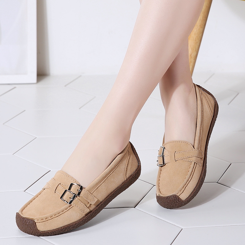 Women Sneakers Kasut Wanita Loafer Kulit Kasual Suede Flats Perempuan ...