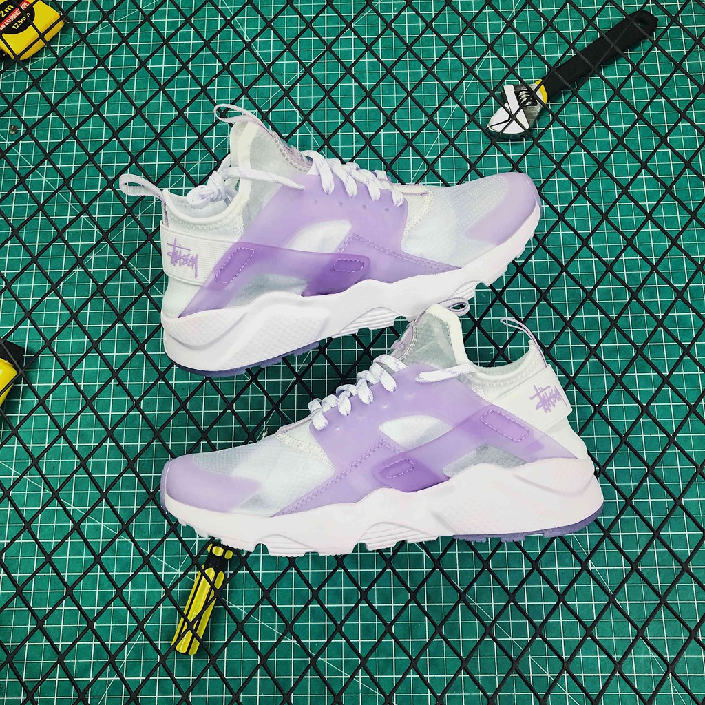 Stussy X Original Nike Sneakers Air Huarache Women Shoes Ultra Element Running Shoes White Purple 36 40 Shopee Malaysia