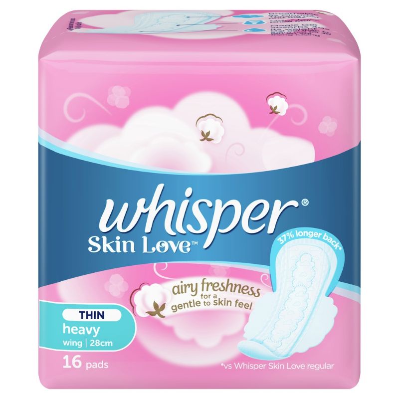 Whisper Skin Love Heavy Thin Wing 28cm (16s) Disposable Sanitary Pad