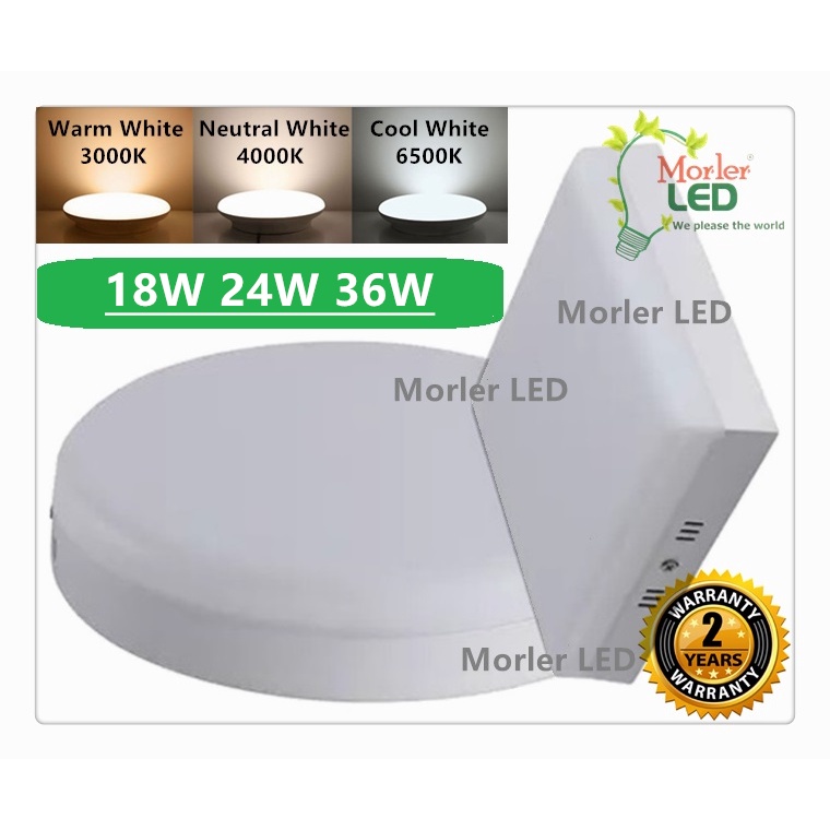 LED Panel Frameless 18W / 24W / 36W / Surface Round / Square Ceiling Home Lighting Lamp (2 Year)