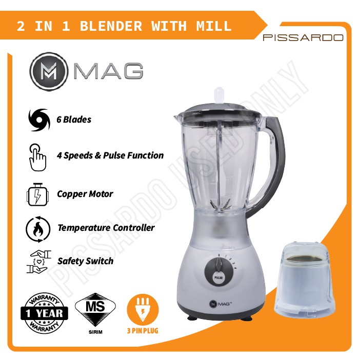 【MAG 2IN1 Electronic Blender With Mill】1.5L Mix Puree Emulsify Food 4