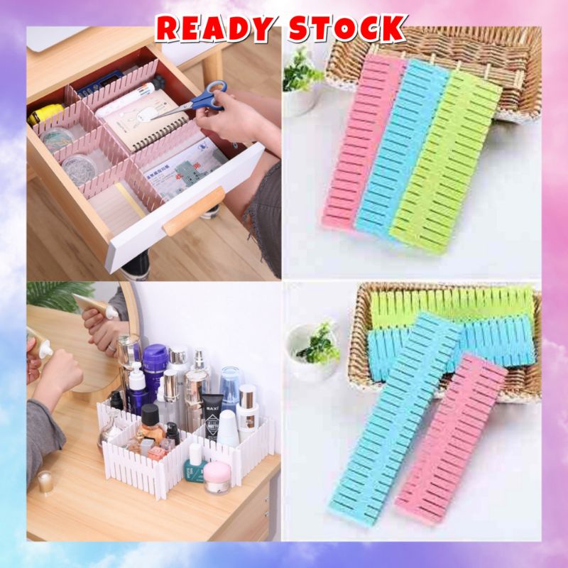 4PCS Partition makeup Grid Drawer Divider Adjust Organizer Stationery