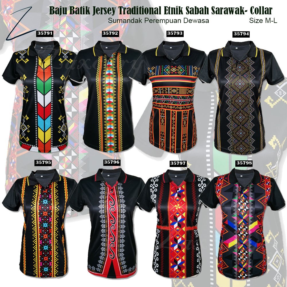 (Small Cutting) Pakaian Perempuan Jersey Traditional Etnik Sabah ...
