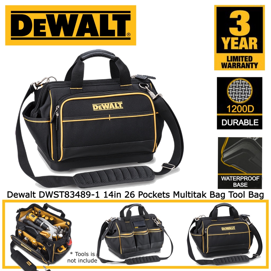 Dewalt DWST83489-1 14in 26 Pocket Multitak Bag Tool Bag Hand Tool Bag ...