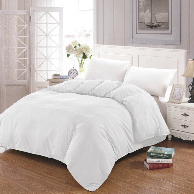Pure Color White Silver Gray Comforter Cover Bedding Sets Hotel