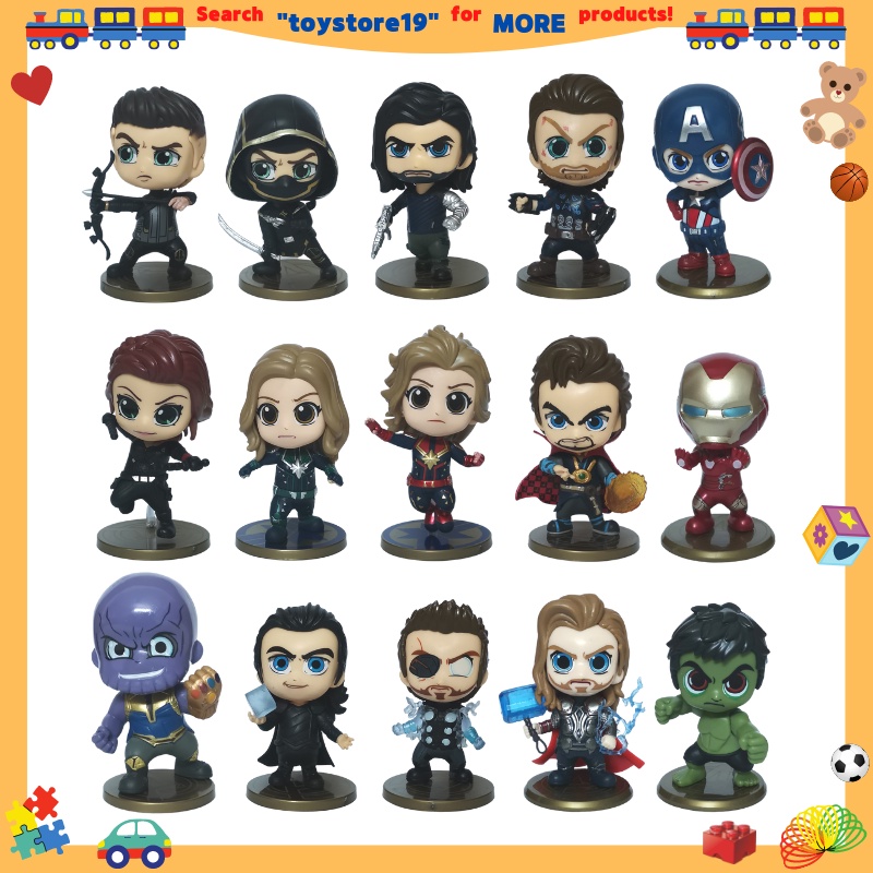 Avengers Superhero Figure Toys Hawkeye Captain Marvel America Winter Soldier Black Widow Doctor Strange Thor Loki Thanos