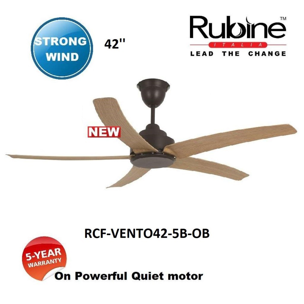 Rubine 42" Remote Control Ceiling Fan RCF-VENTO42-5B-GM ...