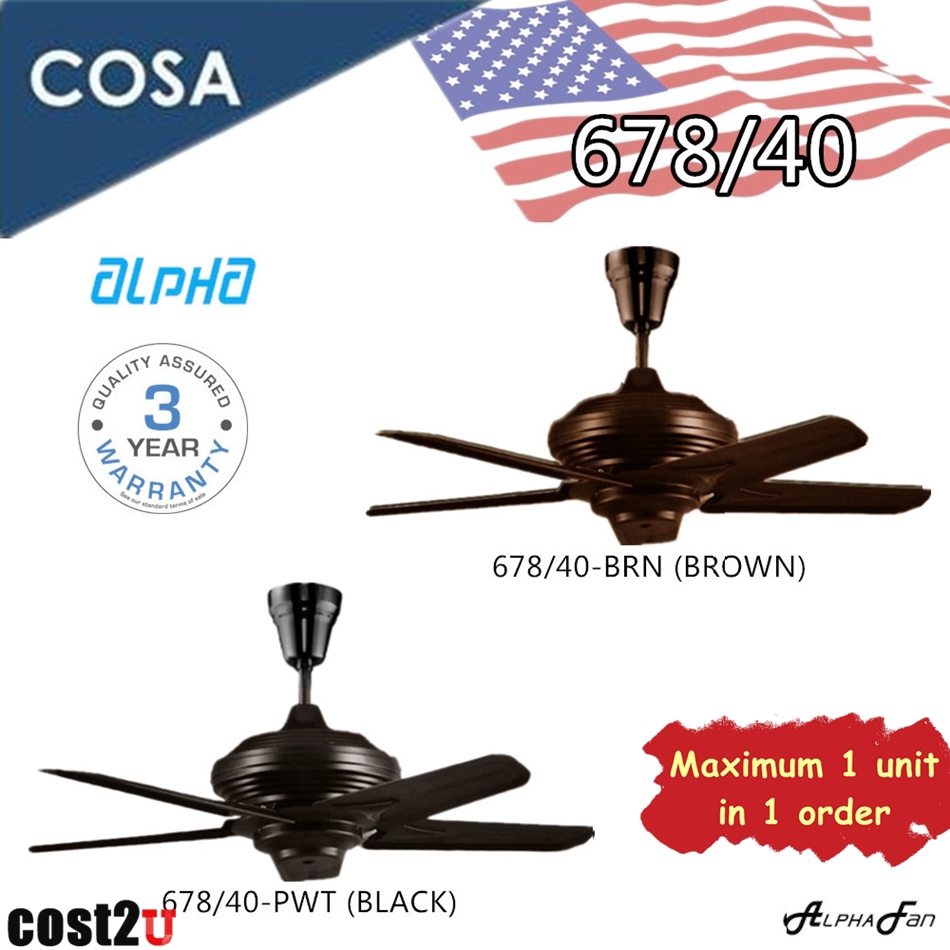 Alpha Cosa 678 40 5 Blades Ceiling Fan 3 Speed 678 40 Pwt 678 40 Brn 678 40