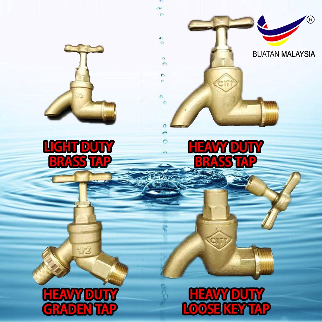 15MM Brass Water Tap Kepala Pipe Tambaga Loose Key Tap 1/2 Inch Water