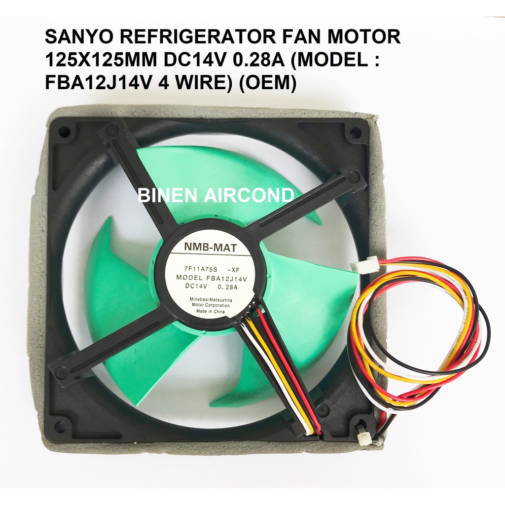 SANYO REFRIGERATOR DC FAN MOTOR 125X125MM DC14V 0.28A (MODEL