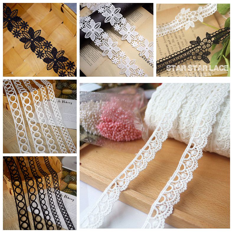 black white Milk Silk Water-soluble Lace Garment Stitching Decoration Material Shoulder Strap Accessories