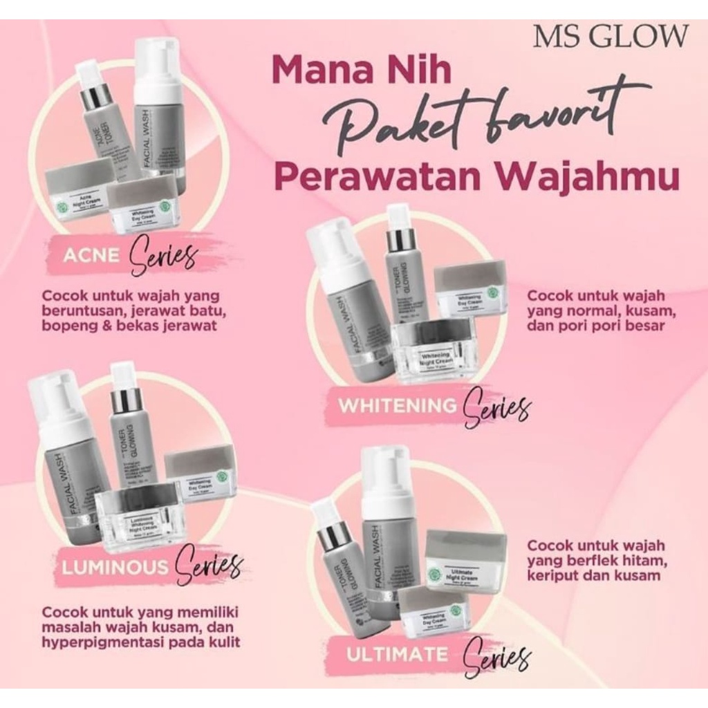 MS GLOW Skincare Set (Whitening/Ultimate/Luminous/Acne)
