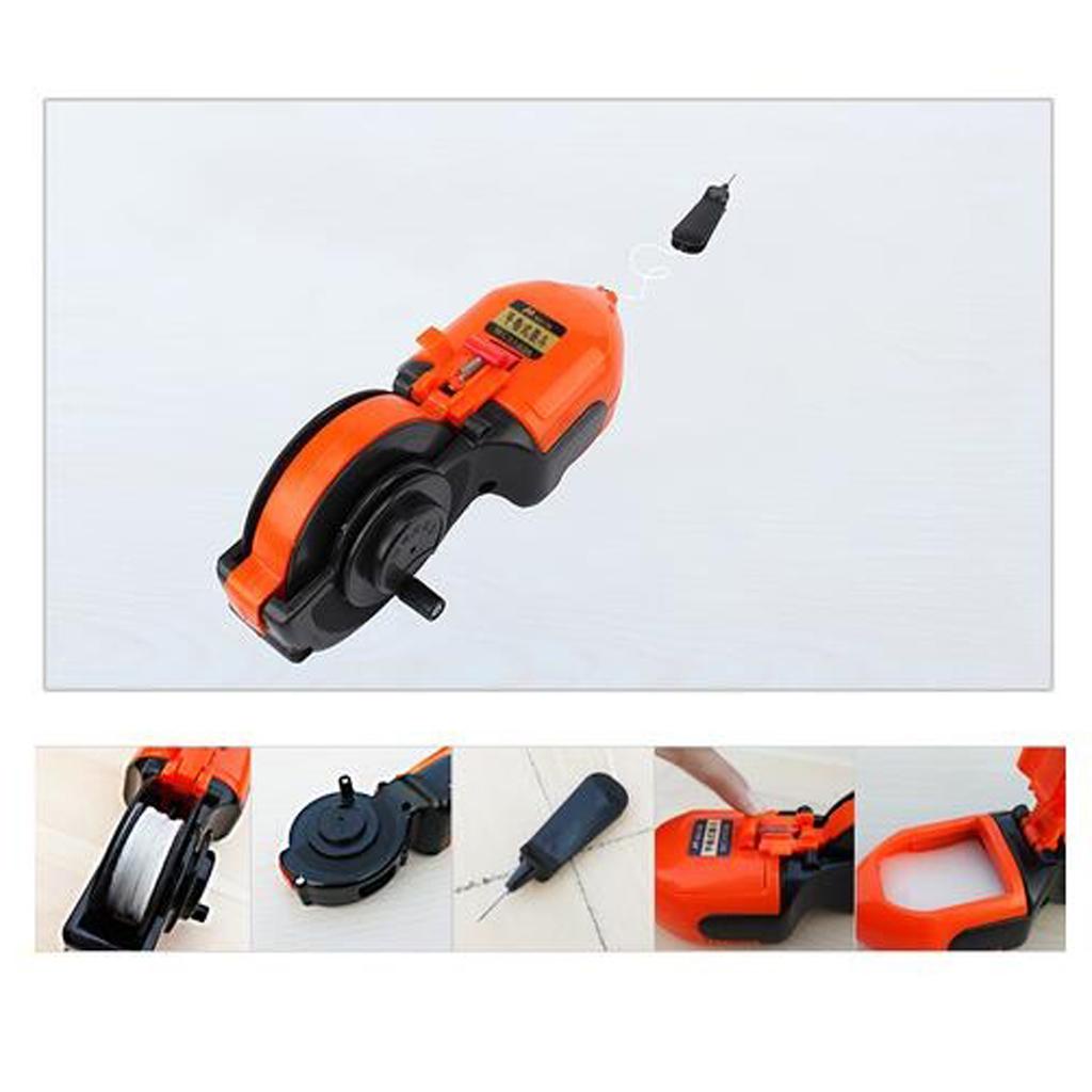Plastic Carpentry Marking Tool Automatic Rewind Ink Snap Line Scriber Manual Chalk Ink Straight-Line Gear with 15m Cable Large Cotton 