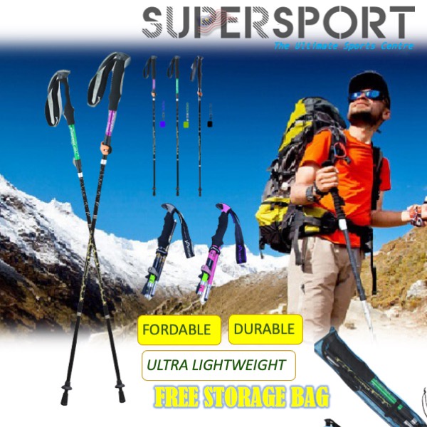 Trekking Poles Ultralight Hiking Stick Foldable Climbing Stick Tongkat Hiking Pole Stick Outdoor Camping Hiking Tongkat