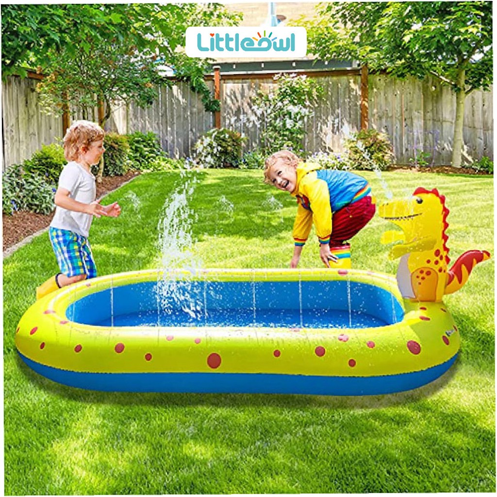 Inflatable Swimming Pool for Kids, Dinosaur Fountain Pool Sprinkler