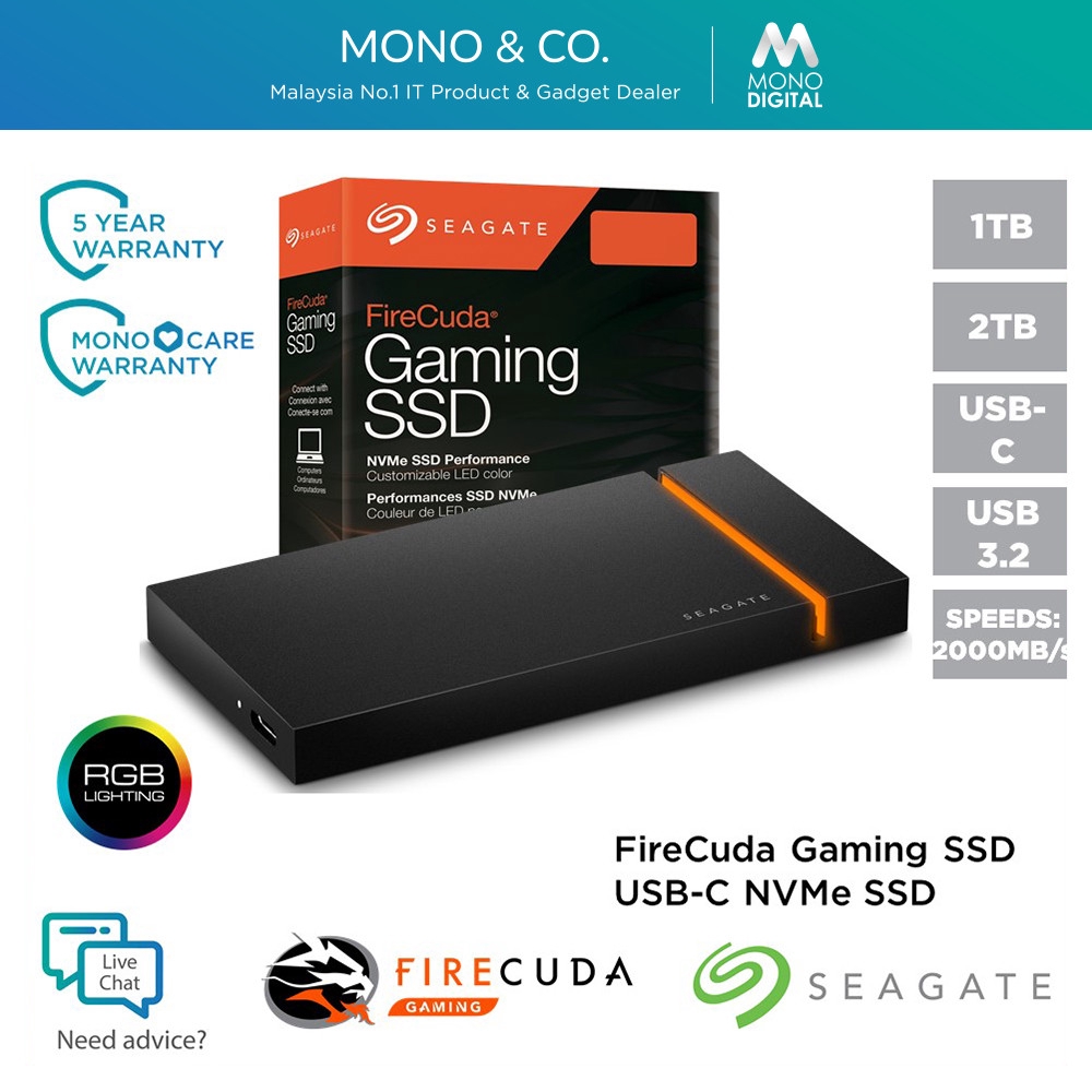 Seagate Firecuda 2TB / 1TB Gaming SSD Portable USB-C NVMe ...