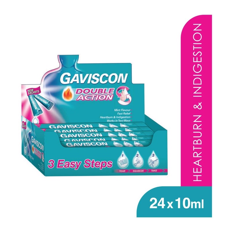 GAVISCON DOUBLE ACTION NEW LIQUID SACHETS 24 SACHETS X 10 ML (FOR