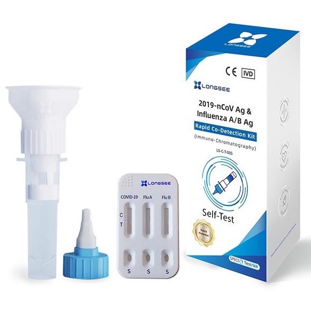 LONGSEE 3 IN 1 RAPID TEST KIT SALIVA [COVID, INFLUENZA A & B] Shopee