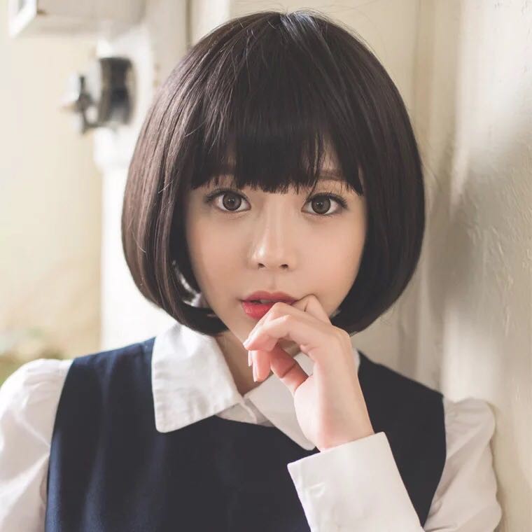 Real Hair Short Straight Hair Wig Bobo Style Short Hair Fluffy Wig