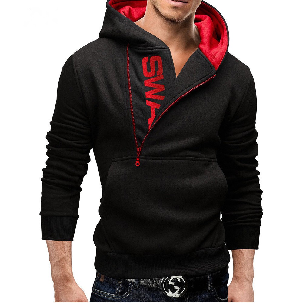 slanted zipper hoodie