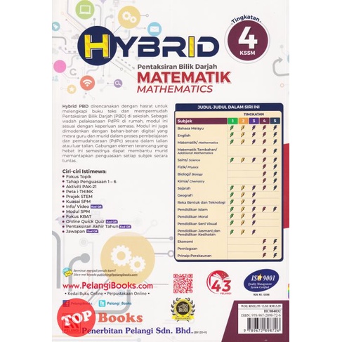 Topbooks Pelangi Hybrid Pentaksiran Bilik Darjah Matematik Tingkatan 4 Kssm Dwibahasa 2022 Shopee Malaysia
